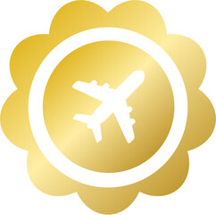 Fototapeta premium Gold rosette airplane flight icon for Lunar New Year travel deal