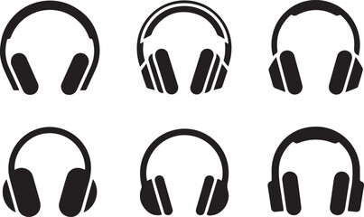 Headphones icon vector silhouette illustration isolated on white background 