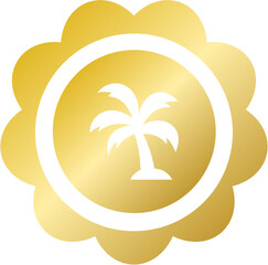 Shiny gold palm tree island icon for Tet holiday vacation trip