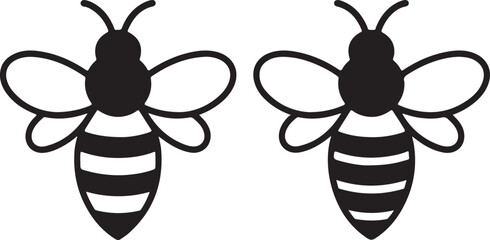 Honey bee icon vector silhouette