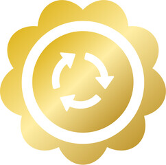 Gold scallop recycle arrow sign for New Year eco promotion