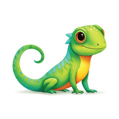 Obraz premium Cute Cartoon Lizard Illustration with Big Eyes and Friendly Smile