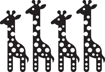 Giraffe standing icon and logo silhouette vector isolated on white background