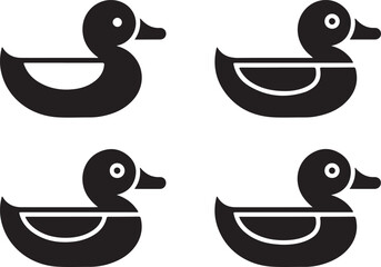 Duck swimming icon and logo silhouette illustration white background 