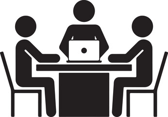 Business meeting icon vector silhouette 