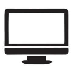 Modern computer monitor display icon simple silhouette graphic representing technology and digital devices for various applications