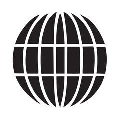 Abstract globe icon representing global connectivity digital network and worldwide communication a simple black and white symbol