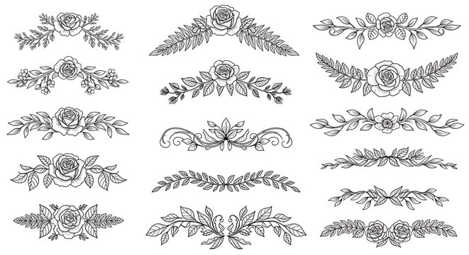 Elegant Floral Dividers Collection Delicate Botanical Design Elements