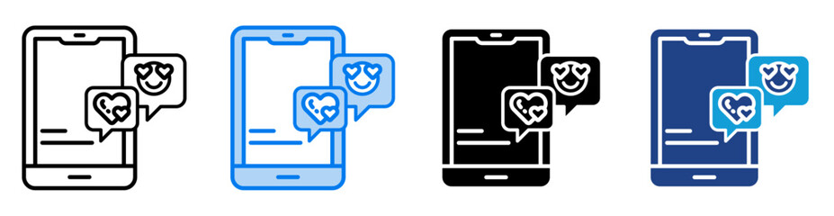 Love Message icon set multiple style collection