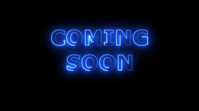neon light title coming soon in party style. Modern retro look text 4k.