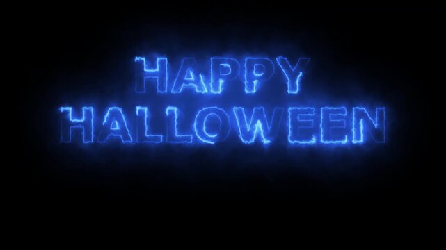 Happy halloween animated text in isolated background. 4k