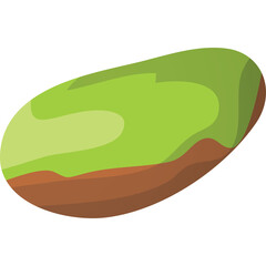 Stylized Pistachio Nut Illustration With Green Shell And Brown Base On Transparent Background Simple Design