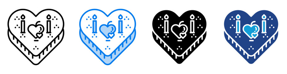 Cake icon set multiple style collection