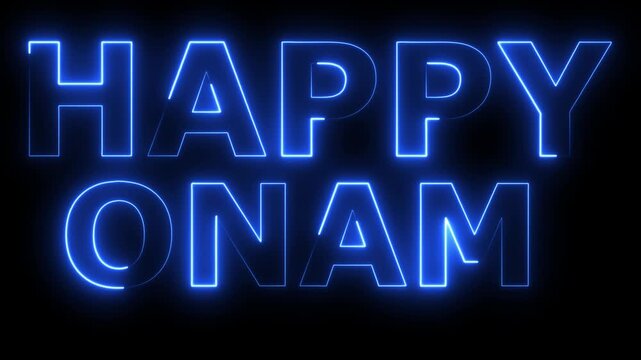 Happy onam text animation with floral elements, suitable for festive onam greetings, social media posts,