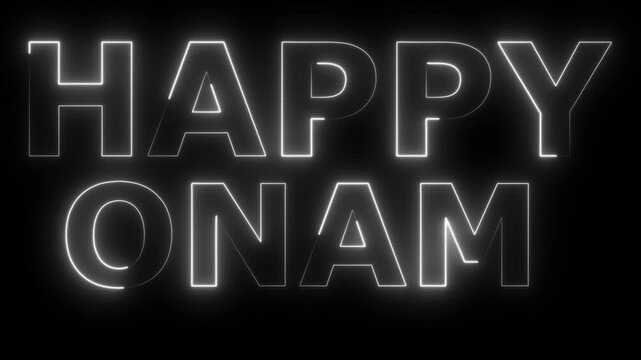 Happy onam text animation with floral elements, suitable for festive onam greetings, social media posts,