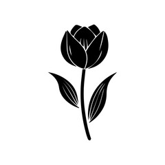 Black Tulip Flower Icon