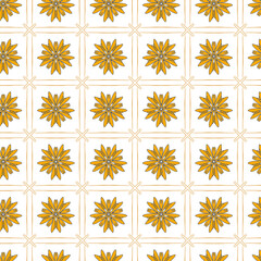 Yellow Flower Grid Pattern
