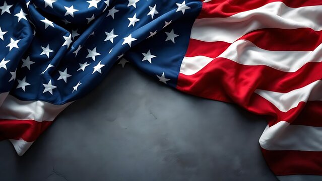 American flag with stars and stripes on concrete background, perfect for Veterans Day tribute and patriotic themes honoring military service