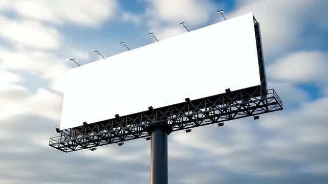 Captivating video of a blank billboard against a vibrant blue sky ready for your impactful marketing message to be displayed
