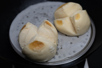steaming flower bread