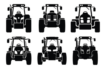 Fototapeta premium simple farm tractor front symbol silhouette icon set. Agriculture, farming silhouette icons