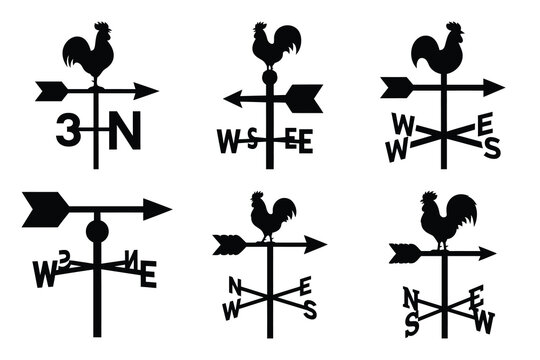 simple farm  weather vane symbol silhouette icon set. Agriculture, farming silhouette icons