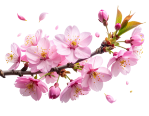 Pink Cherry Blossom Branch with Soft Spring Breeze Elements