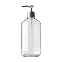 Clear plastic pump bottle dispenser isolated on transparent background