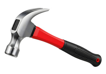 Modern Claw Hammer with Red and Black Handle Isolated on Transparent Background