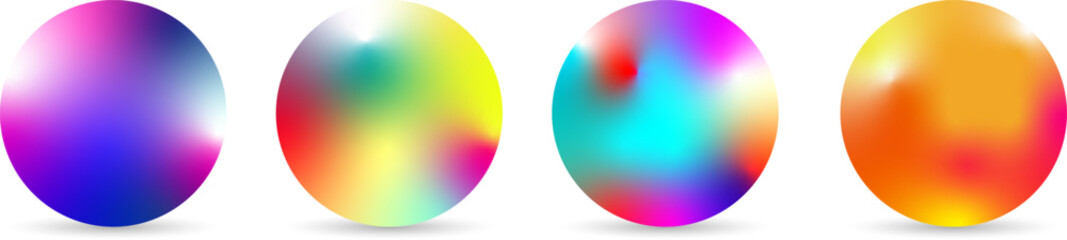 Set of gradient colorful sphere ball on transparent background. Colorful 3d ball. Cute iridescent colorful smooth gradient magic sphere or bubble