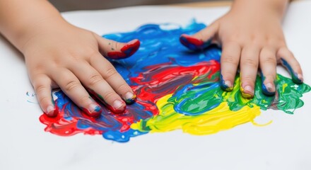 Child's artistic creation: A vibrant exploration of colors and textures on paper