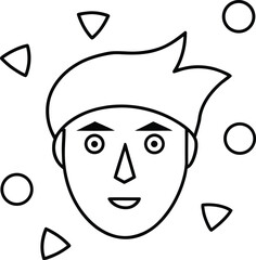 Face With Floating Shapes Line Art Transparent Background