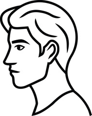 Modern Graphic Profile Line Art Transparent Background