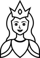Mythical Queen Line Art Transparent Background