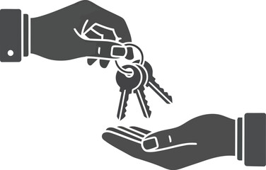 Handing over keys symbolizing ownership transfer real estate transaction or business deal vector