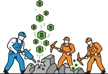 illustration depicting the concept of Bitcoin mining and cryptocurrency work