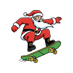 Santa Claus Christmas Skateboarding Trick Illustration © Aryasakti