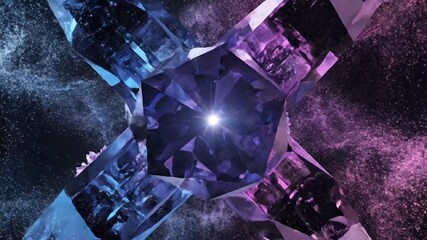 Colorful crystal formation with glowing effects in space - Powered by Adobe
