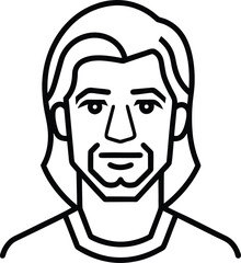 Techno style face line art transparent background