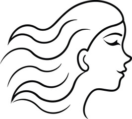Whispering wind portrait line art transparent background