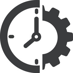 Clock gear combination icon represents time management business efficiency and productivity vector