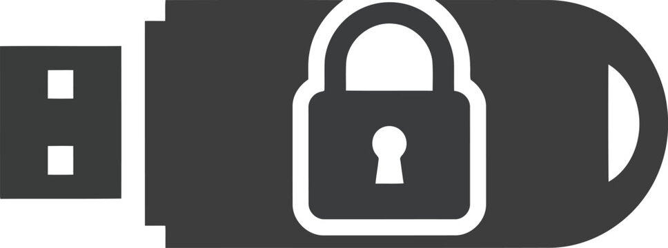 Secure usb flash drive icon symbol digital data protection concept isolated vector art vector