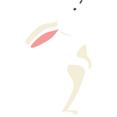 Stylized rabbit in cream and pink tones with minimal detail on a white background showcasing a simple modern design