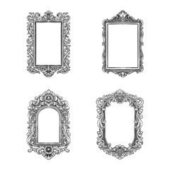 vintage decorative frame victorian vector line art hand drawn illustration set collection