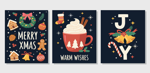 Festive Christmas Greetings Cards Cozy Holiday Season Art with Warm Wishes