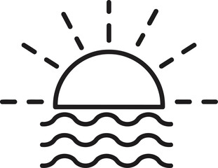 Simple line icon of a sunrise over water representing new beginnings hope and dawn vector