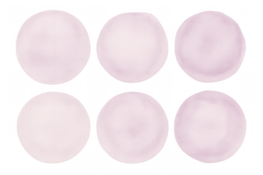 Watercolor pink circles creating a soft abstract design element with pastel texture and transparent background