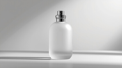 Frosted Glass Perfume Bottle Mockup with Chrome Cap and Semi-Translucent Texture