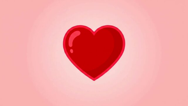 Bright red heart shape on pink background design