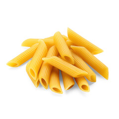 A pile of penne pasta on a transparent background